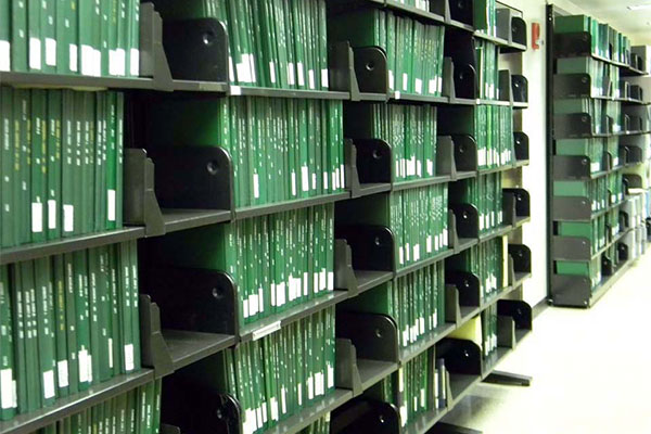 Shelves of UWGB theses historical records