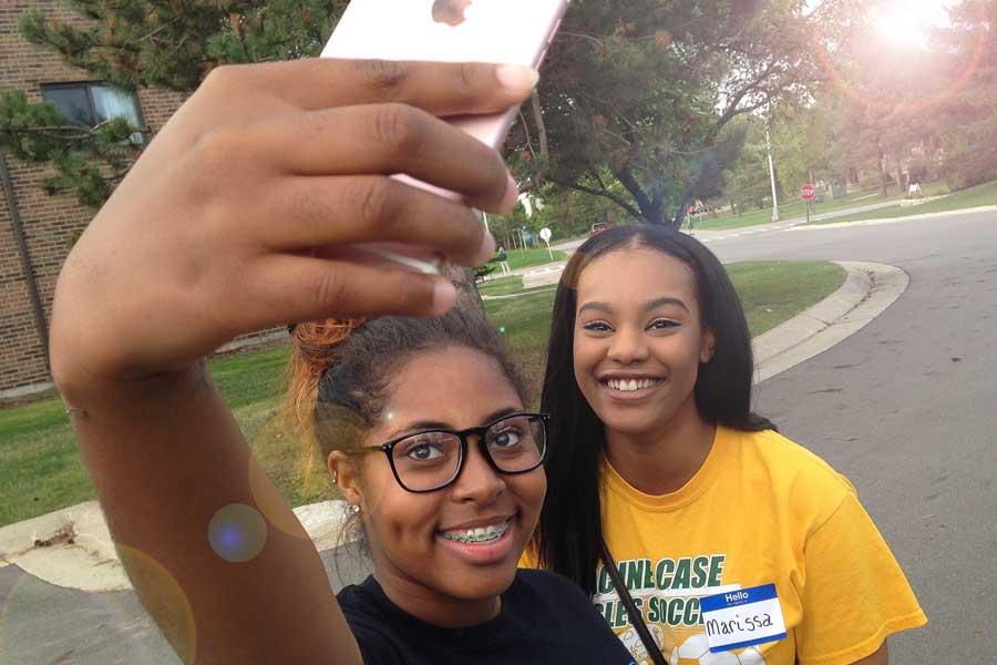 Two black students take selfie