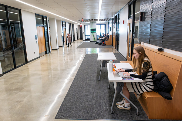 Students studying in designated space