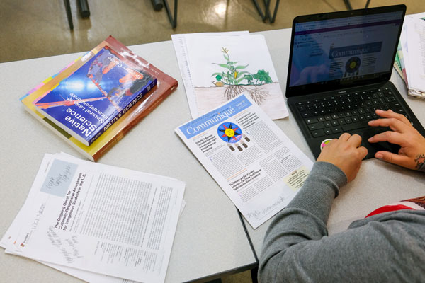 Student studying in class