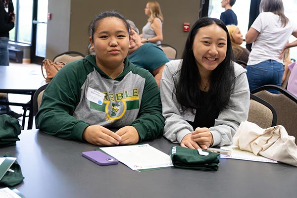 Students together on campus