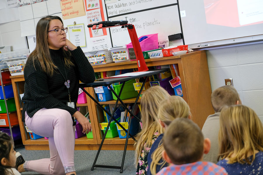 UW-Green Bay student teaching young elementary kids