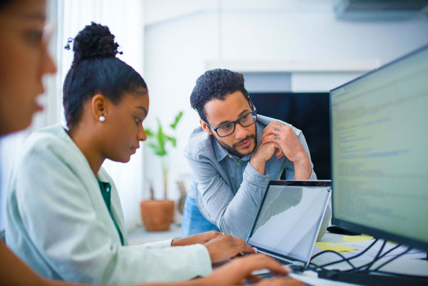 People working at computers