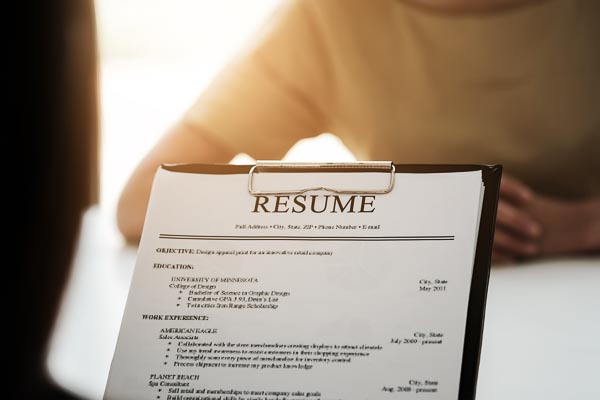 Résumé at a job interview