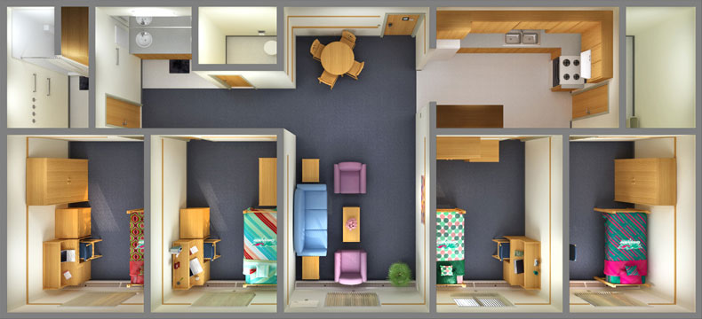 Private bedroom apartment rendering