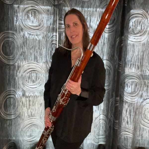 Nancy  Leigh with a bassoon
