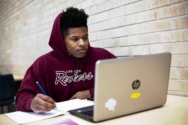 Student working at computer