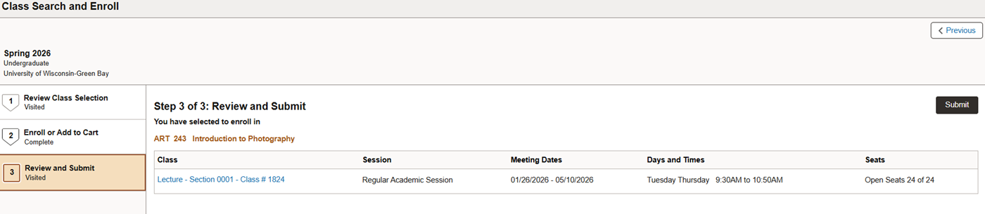 Step 3 of 3: Review and Submit.