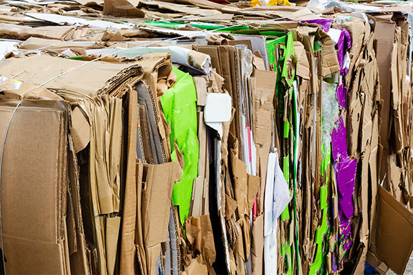 cardboard baled for recycling