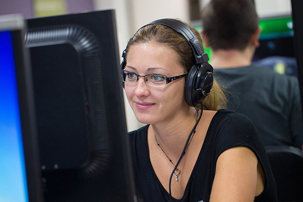 Student works at computer