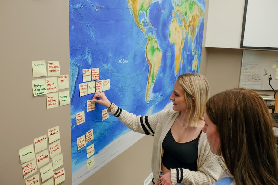 Organizational Behavior class working on an in-class exercise