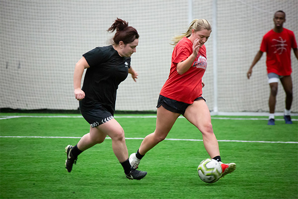 Intramural soccer in the uwgb indoor turf gym