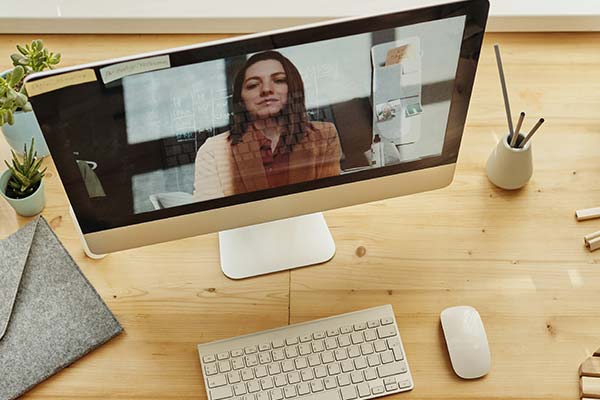 Virtual meeting with a woman