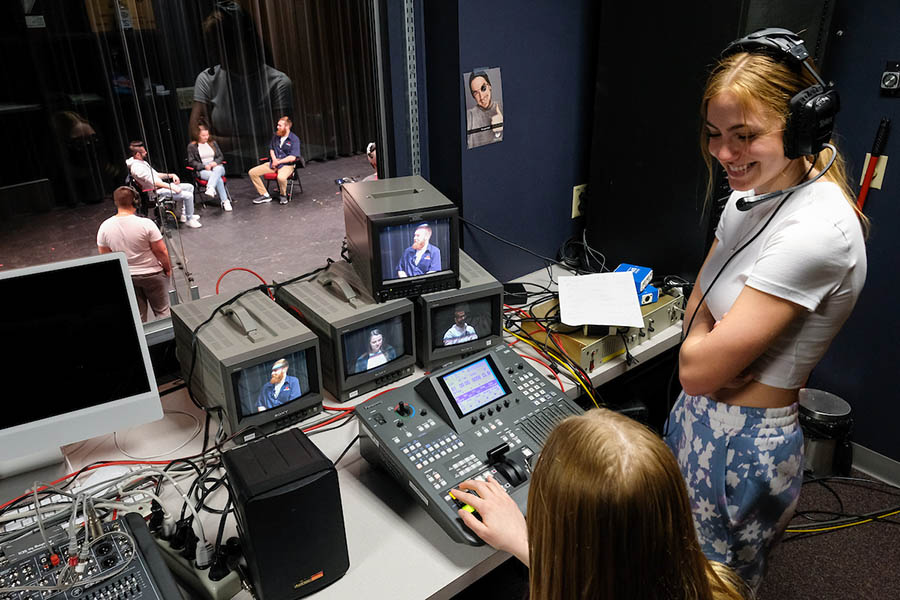 Students in production studio