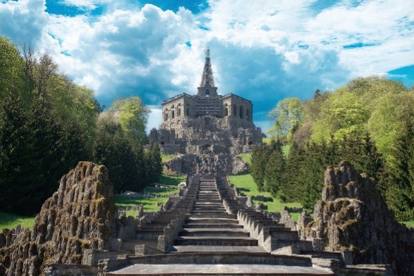 Stairs leading up to the Kassel Castle in Germany