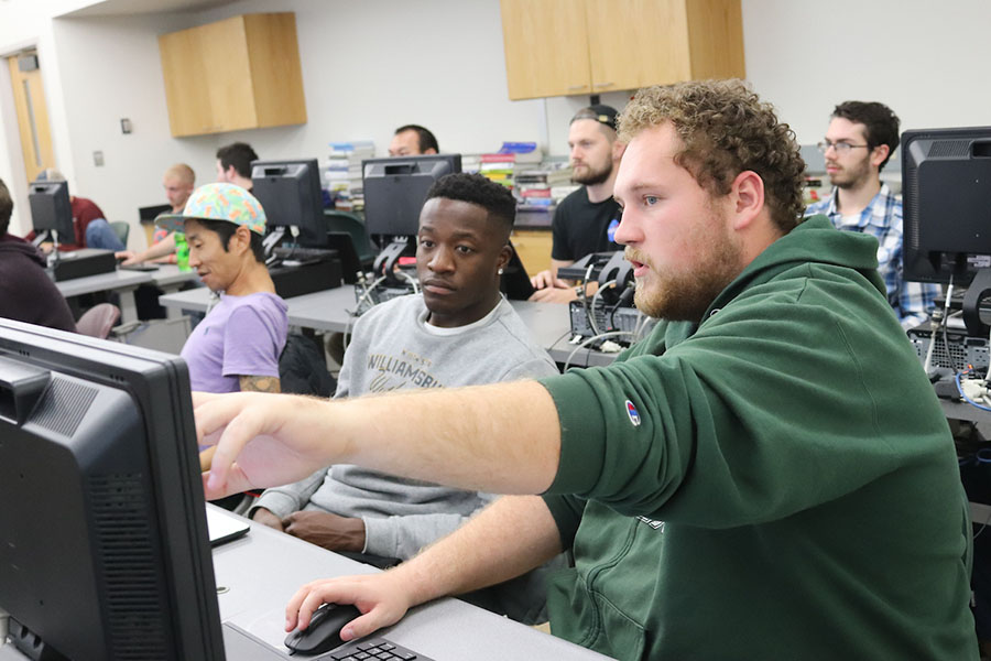 Students working in a computer lab