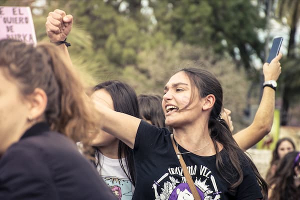 Women at a rally