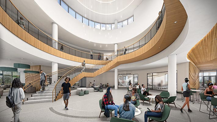 Architectural rendering of the CTEC lobby feature stairway.