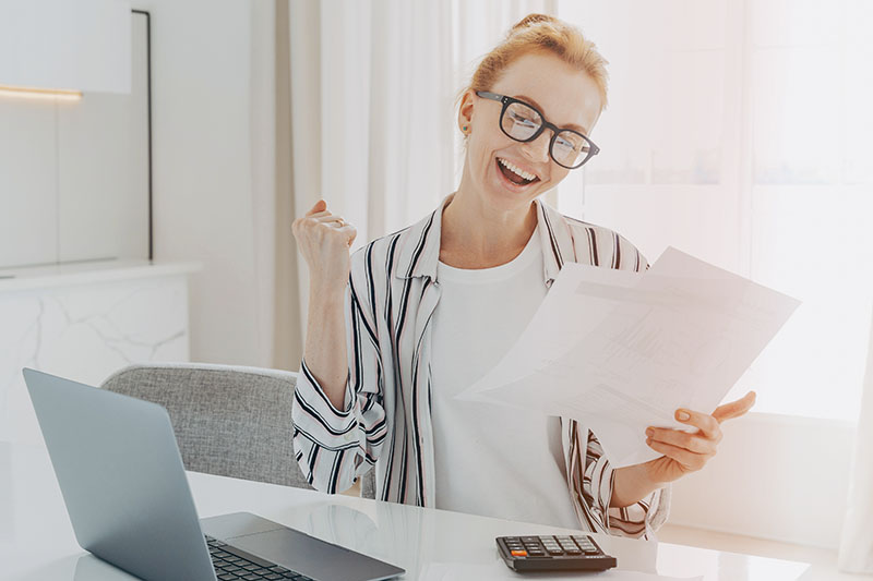 Woman calculating finances