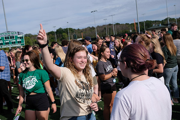 Large group of students at a rally