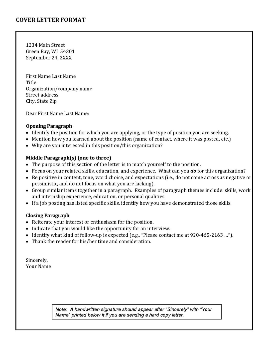 cover letter format