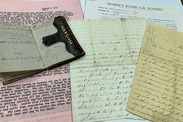 Letters, Diary, and Claim for Pension collage