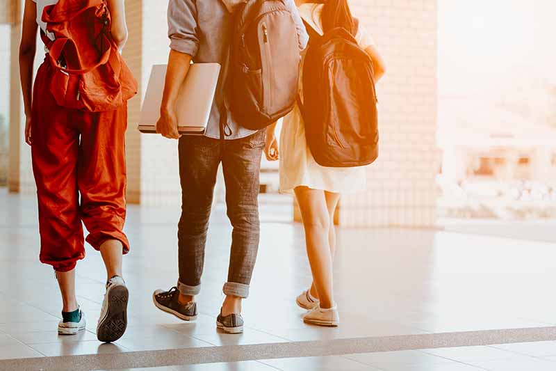 group of students walking at school