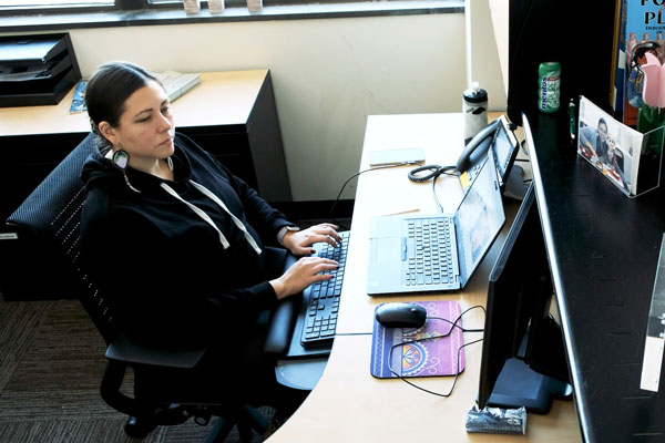 Female working at desk