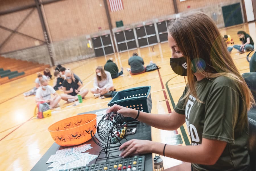 "Female student works at Kress Event Center