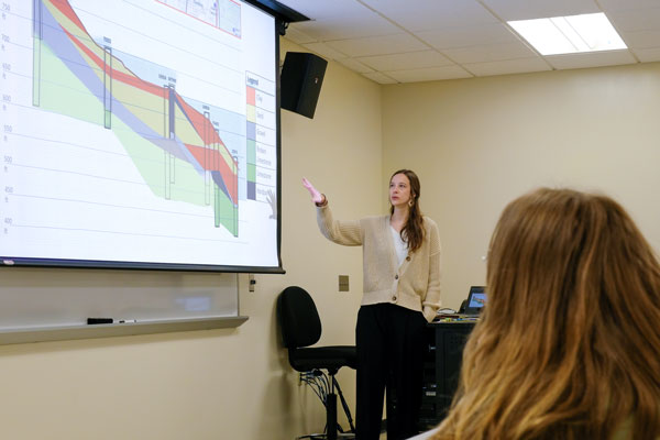 Student giving presentation