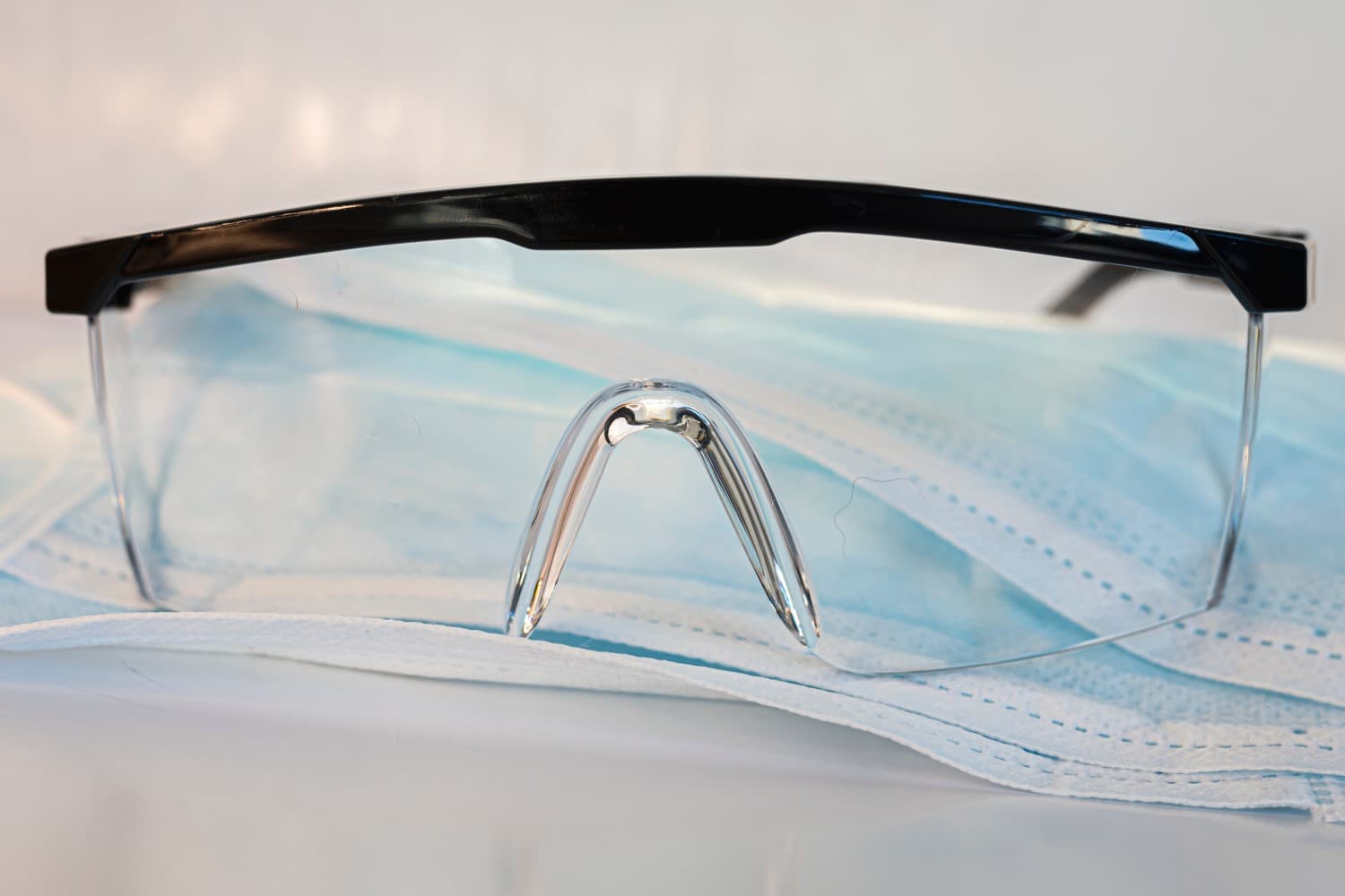 closeup of PPE safety glasses and masks