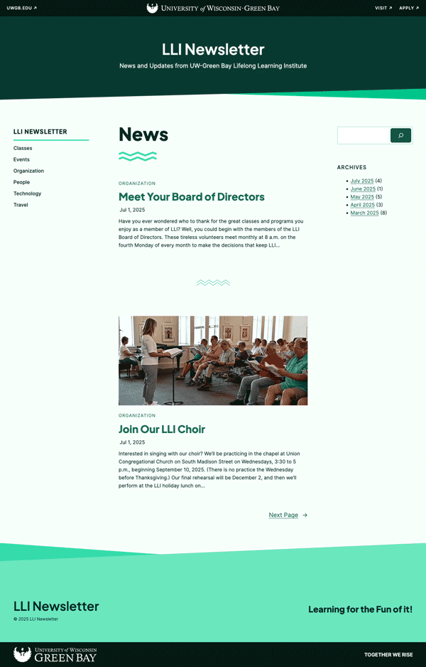 UWGB Blog Theme Screenshot