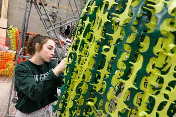 Female student works on project