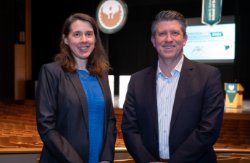 Provost Kate Burns and alum Paul Northway