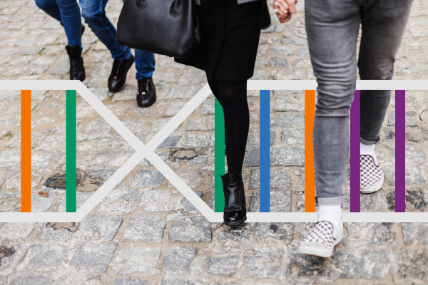 people walking on cobblestone with CliftonStrengths leadership domains