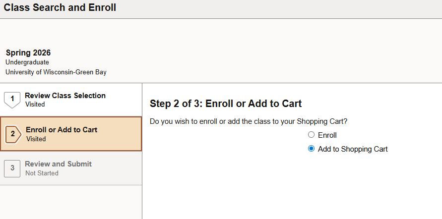 Step 2 of 3: Enroll or Add to Shopping Cart.