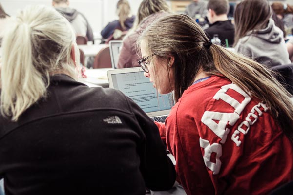 female students working together in class