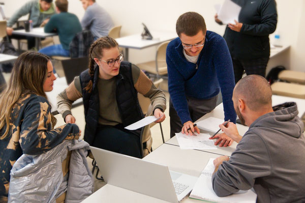 Group of students working on class activity