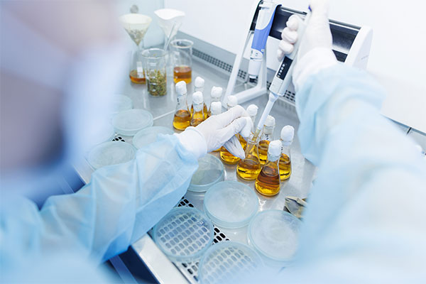 Laboratory assistant conducts research, chemical analysis, analysis of bacteria.