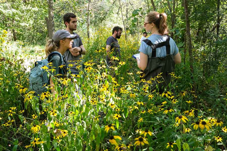 Outdoor lab with students