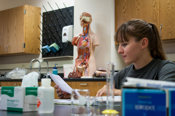 Student working in anatomy lab