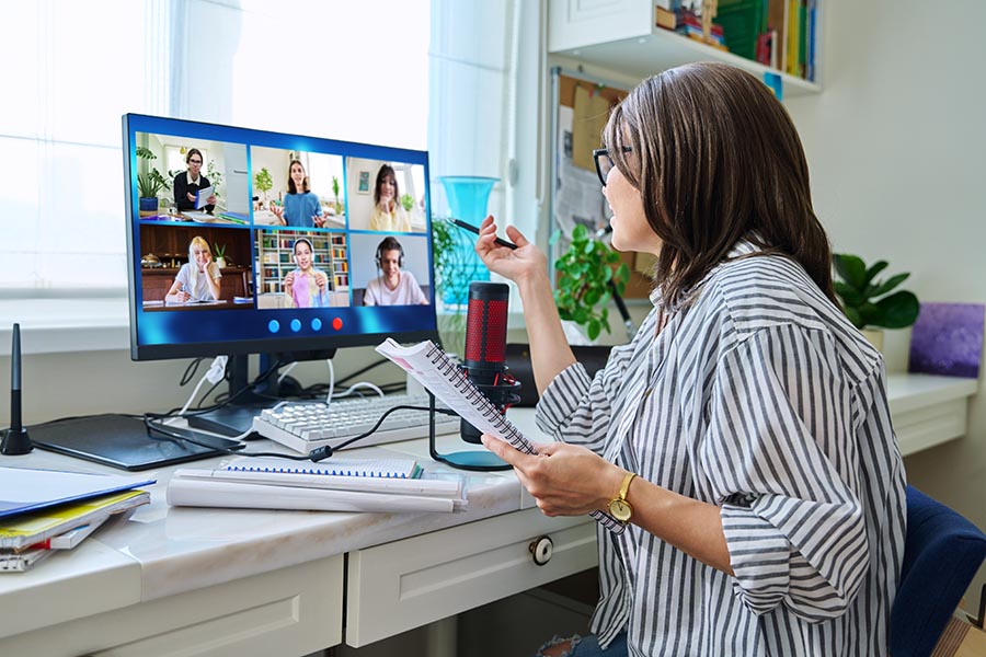 Young woman on computer video chat