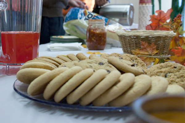 Tray of cookies on a snack table
