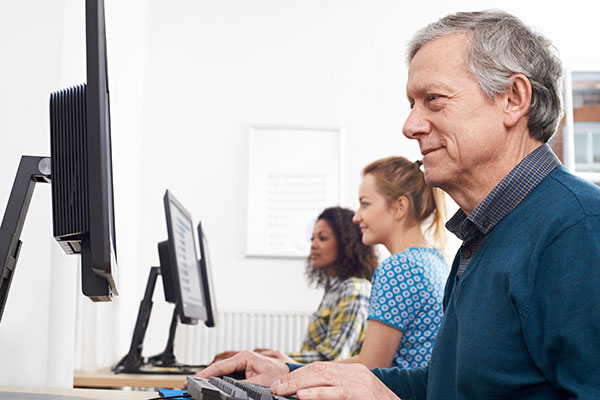 Man Learning Online.