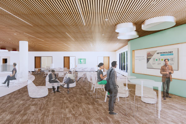 Rendering of the CTEC 2nd floor Research Commons
