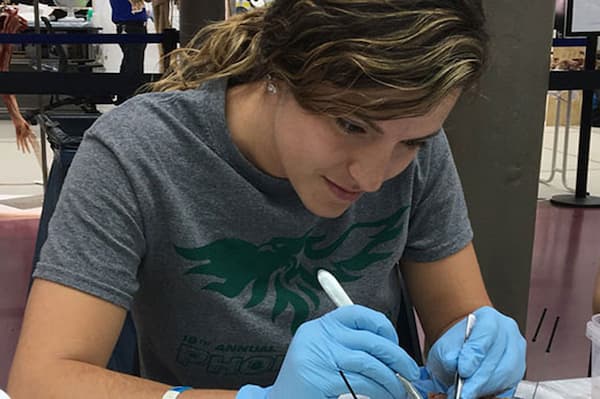 Female student in lab