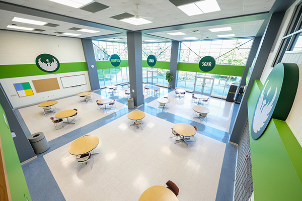 Overhead shot of the commons