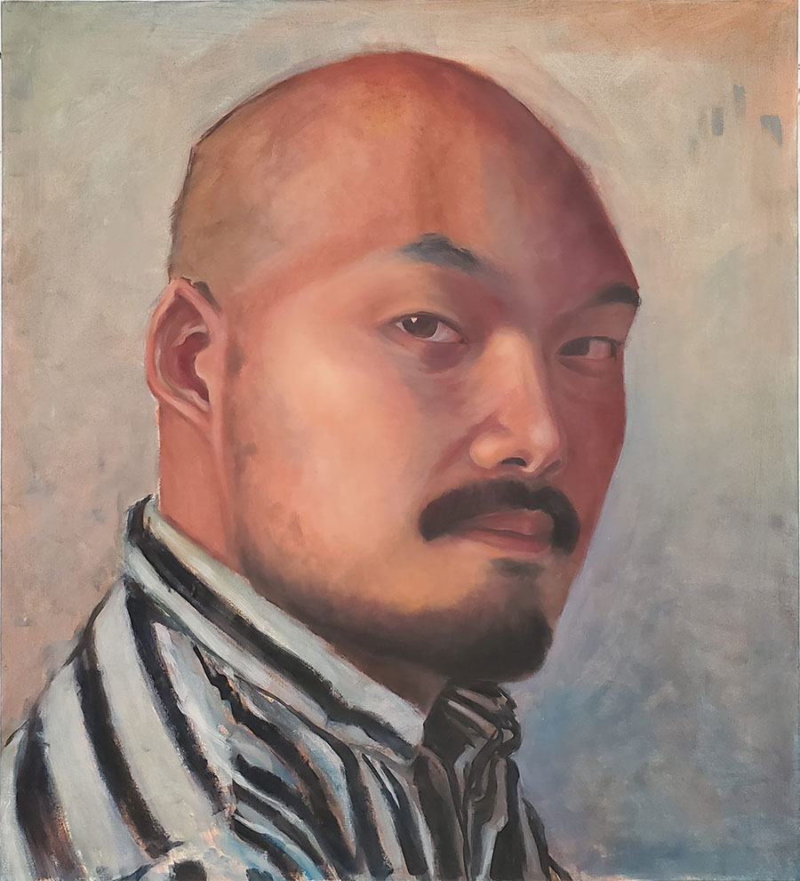 Self-portrait oil painting by Loschue Lo