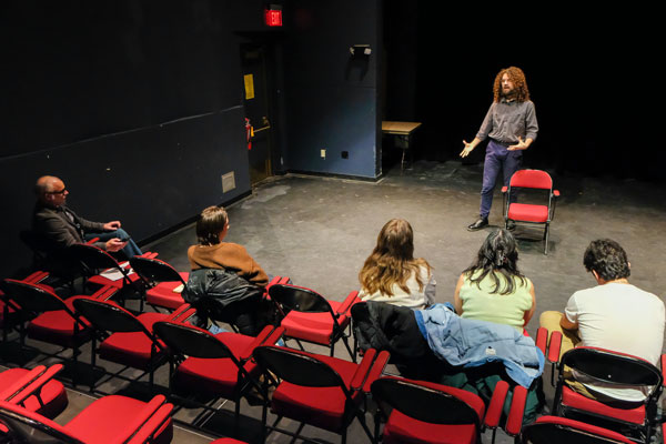 Theatre students perform improve in class