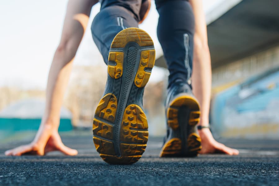 Runner about to start a race